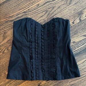 Nanette Lepore Button Front Corset Top in Black size 6